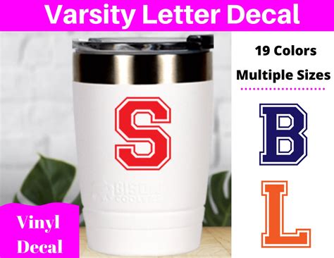 Varsity Letter Decal Initial Decal Laptop Name Decal Vinyl Etsy