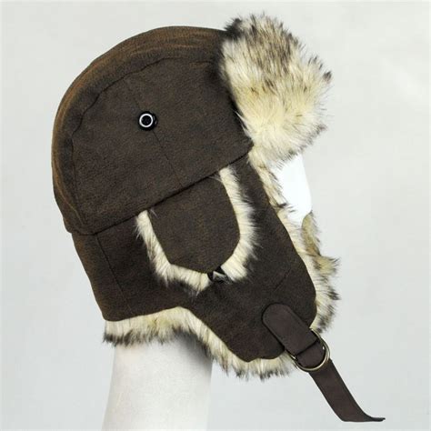 Dorfman Pacific Company Winter Vegan Leather Trapper Hat Trapper Hats