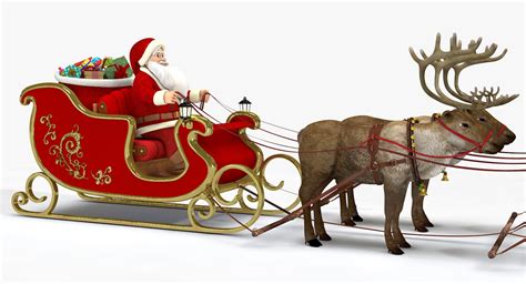 3d Santa Sleigh Reindeers Model Turbosquid 1240224
