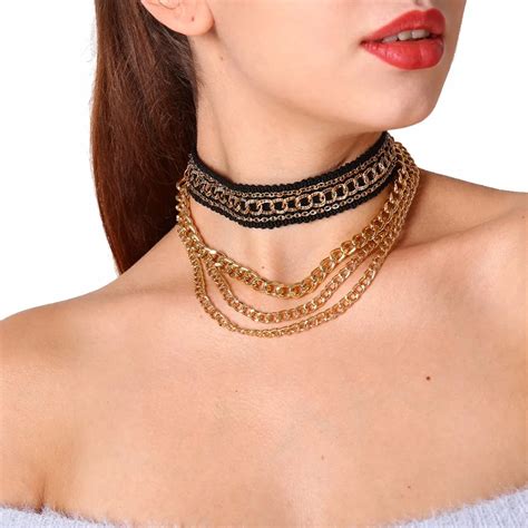 Aliexpress Com Buy Ethnic Multilayer Golden Color Chain Choker