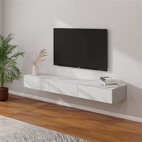 Modern Wall Mounted Tv Stand With Drawers And Flip Down Door