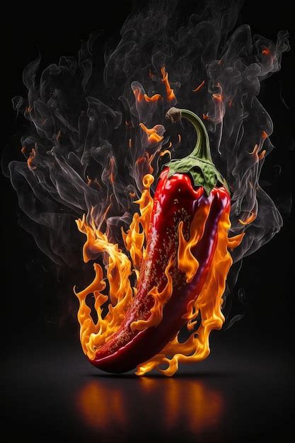 Premium Photo Hot Pepper On Fire Generative Ai