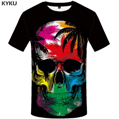Kyku Brand Skull Shirt Color T Shirt Hip Hop Clothing 3d T Shirt Men