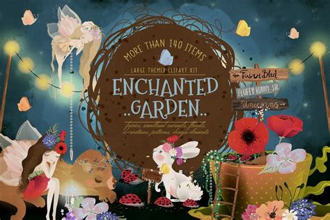 Enchanted Garden Fairy Cute Princess Girl Flowers Animal
