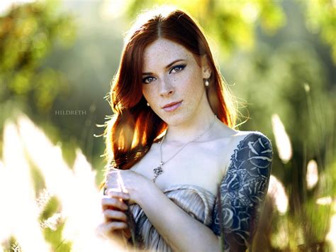 Tattooed Long Haired Annalee Red Hair Model Suicide Girl Wallpaper 001