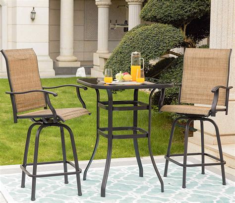 Zimtown All Weather Black Patio Swivel Bistro Sets2 Piece Height Bar