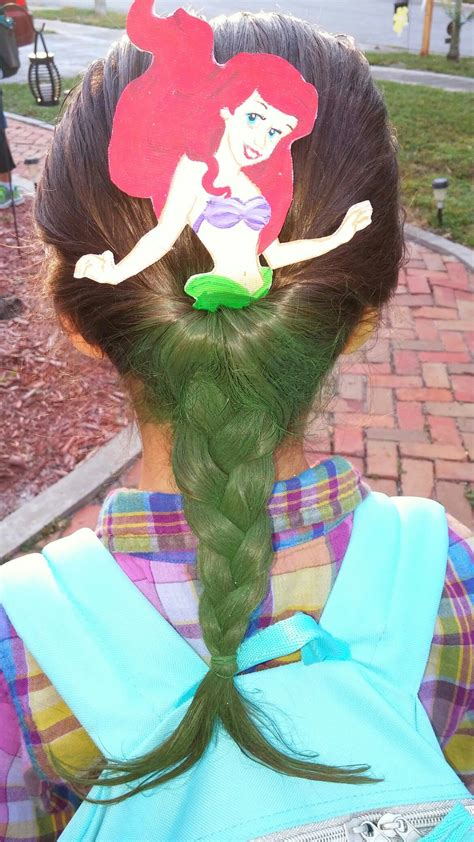 Crazy Hair Day Ideas Little Girl Wears Little Mermaid Hair To School 909