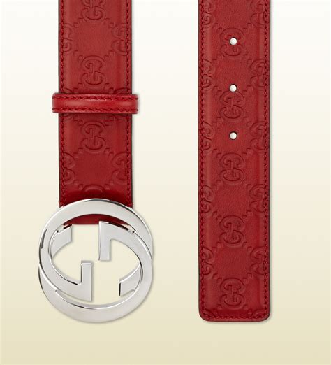 Lyst Gucci Belt With Interlocking G Buckle In Red For Men