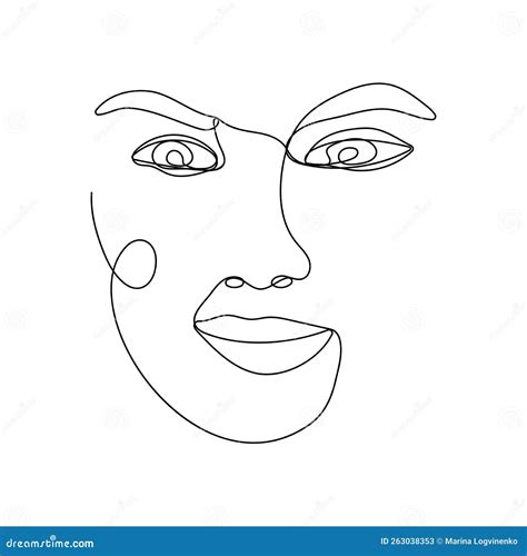 Continuous One Line Drawing Of Woman Face Stock Vector Illustration