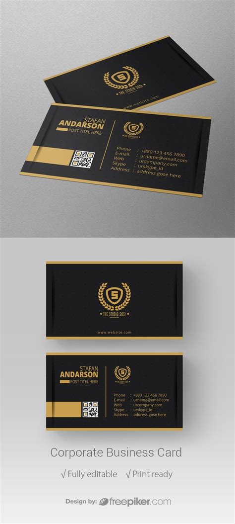 Black Color Business Card Business Cards Corporate Business Card Cards