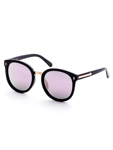 Black Frame Purple Lens Metal Trim Sunglasses Shein Sheinside