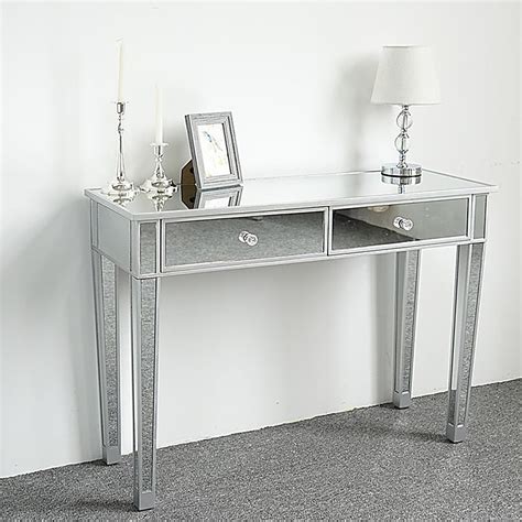 Drawers Glass Dressing Table Mirrored Bedroom Make Up Console Vanity