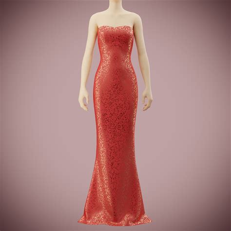 Elegant Sequin Silk Dress 3d Asset Cgtrader