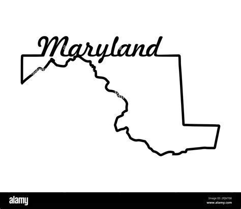 Maryland State Map Us State Map Maryland Outline Symbol Retro