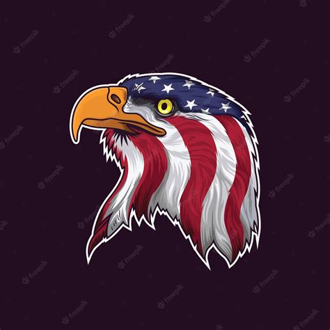Premium Vector American Eagle Head With Usa Flag