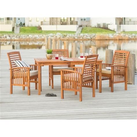 Outdoor Classic Acacia Wood Simple Patio 5 Piece Dining Set Brown 1