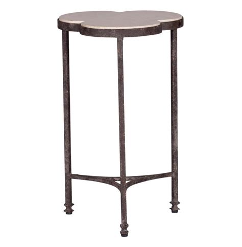 Whitman Modern Rustic Limestone Clover Iron Accent Side Table Kathy