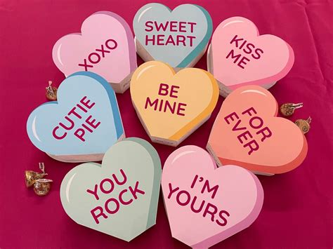 Valentines Day Conversation Hearts Printable Favor Boxes Valentine