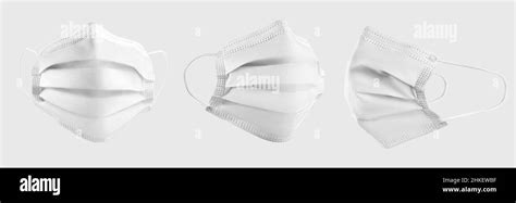 White Surgical Mask Mockup With Ear Loops 3d Rendering Isolated On