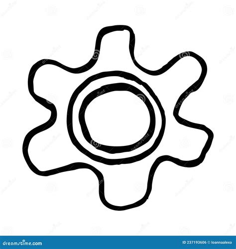 Simple Outline Hand-drawn Gear Icon Stock Vector - Illustration of