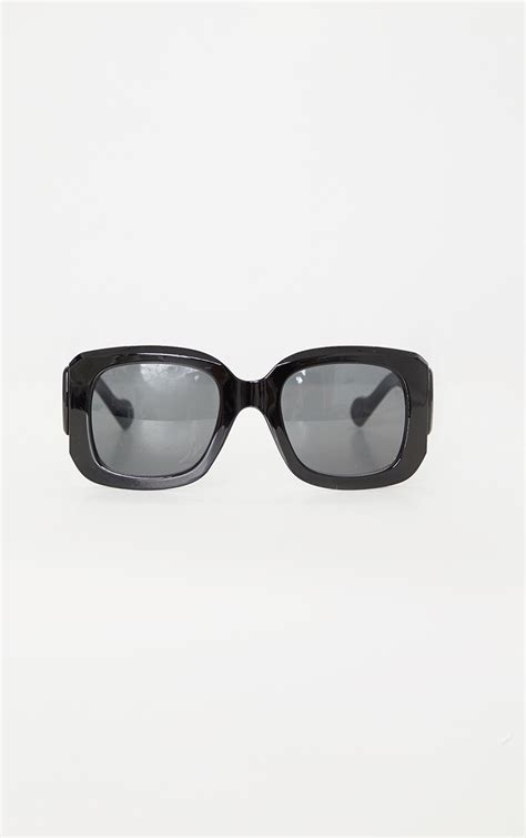 black oversized chunky squareframe sunglasses prettylittlething
