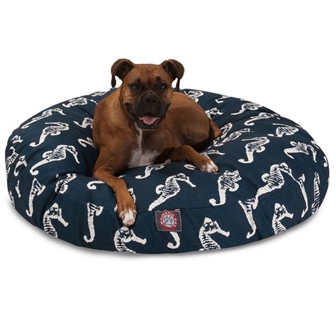 Majestic Pet Sea Horse Round Dog Bed Treated Polyester Removable Cover