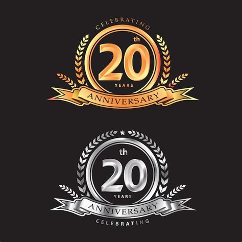 20 Aniversario Celebrando El Diseño Clásico De Logotipo Vectorial Vector Premium