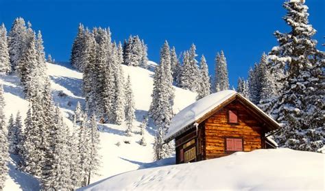 Winter Mountain Cabin Winter Chalet Wooden Sky
