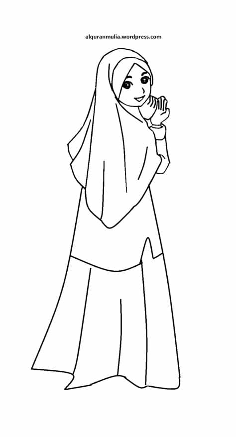 Mewarnai Gambar Kartun Anak Muslimah 48 | alqur'anmulia
