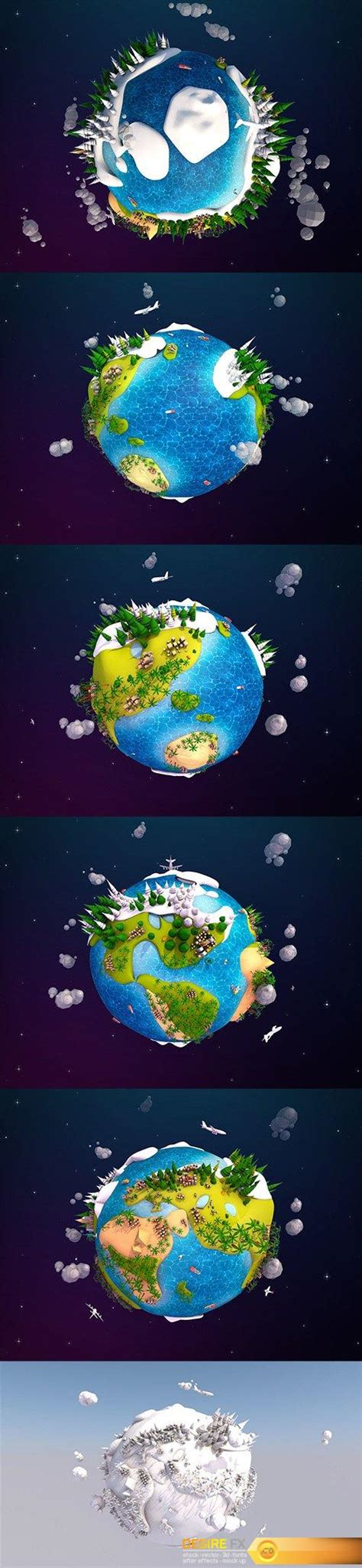 Desire Fx 3d Models Cgtrader Cartoon Lowpoly Earth Planet 2 Low