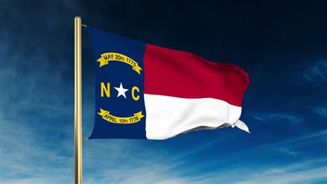 Us State Flag Of North Carolina Gently Waving In The Wind Seamless