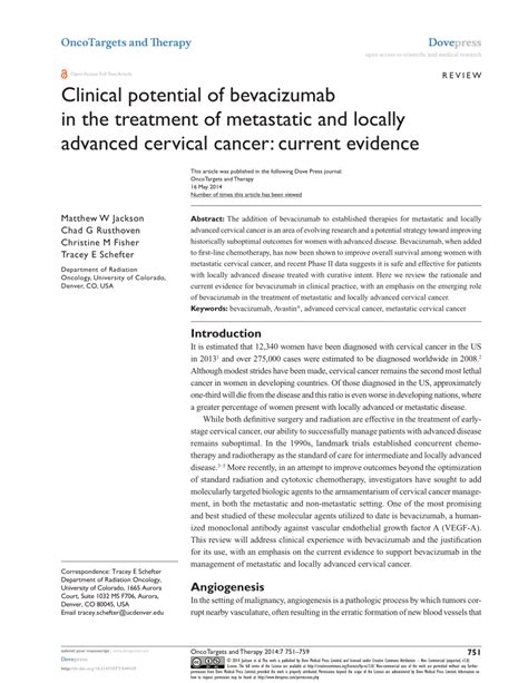 Pdf Clinical Potential Of Bevacizumab In The Treatment Of Metastatic