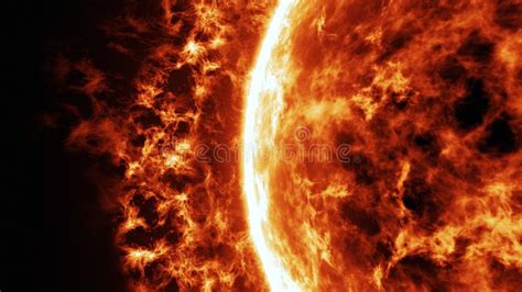 Sun Surface With Solar Flares 3d Illustration Of Sun And Space Global