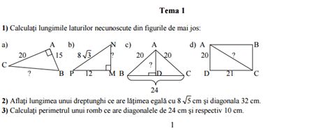 Teorema Lui Pitagora Fișe De Lucru Jitaruionelblog Pregatire Bac