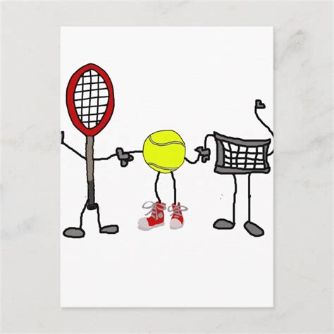 Funny Tennis Characters Cartoon Art Postcard Uk