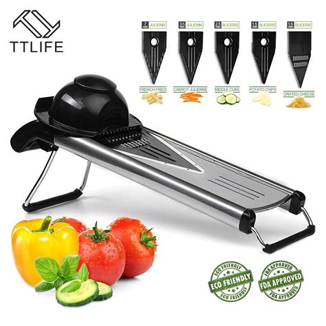 Ttlife Mandoline Slicer Vegetable Cutter With Stainless Steel Blade