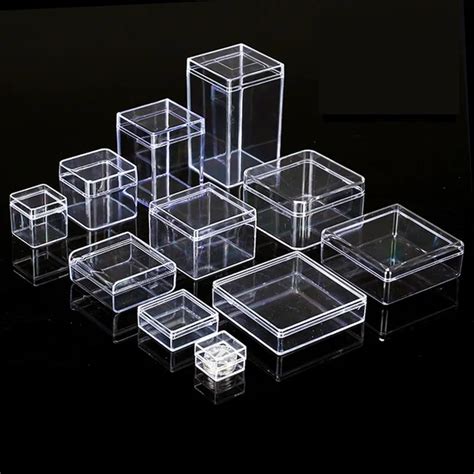 10 X Many Sizes Small Square Clear Ps Plastic Storage Boxes For Mini