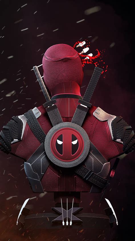 Deadpool Super Hero Marvel Swords Logo Back Hd Phone Wallpaper