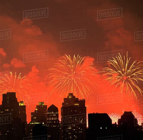 Fireworks Over New York City Skyline Stock Photo Dissolve