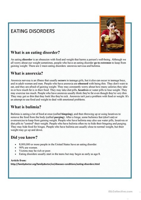 Eating Disorder Worksheets Pdf