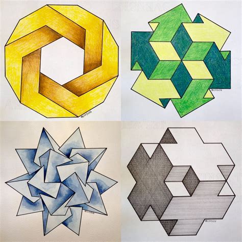Four Different Colored Shapes Are Shown In This Drawing Class Photo