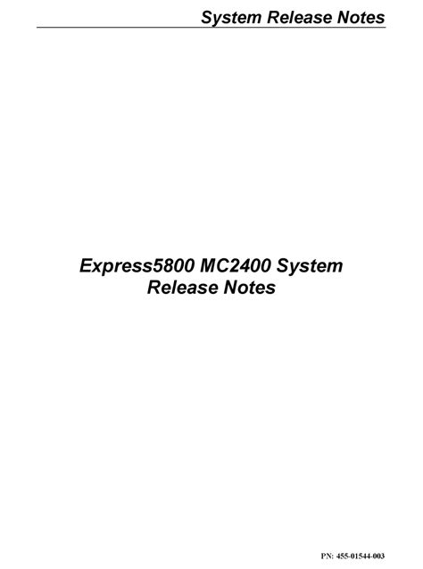 Nec Express5800 Mc2400 Release Note Pdf Download Manualslib