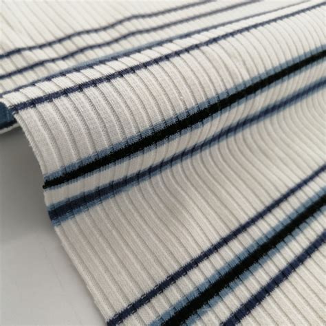 China 2022 Spring Yarn Dyed Poly Rayon Spandex Stripped Rib Fabric