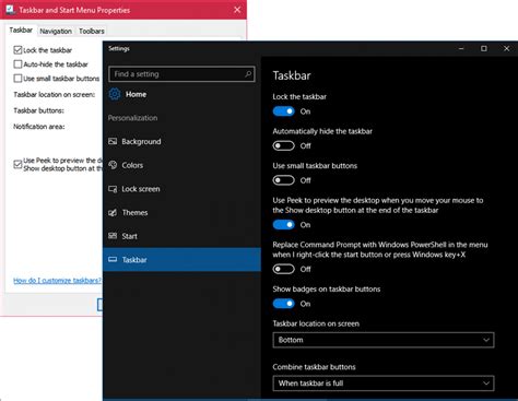 Customize Taskbar Settings On Windows 10