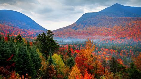 Landscape White Mountains Clouds Trees Nature Usa New Hampshire