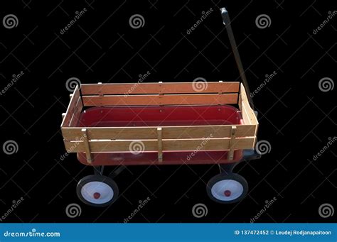 Little Red Wood Wagon Stock Photo Image Of Cart Isolated 137472452