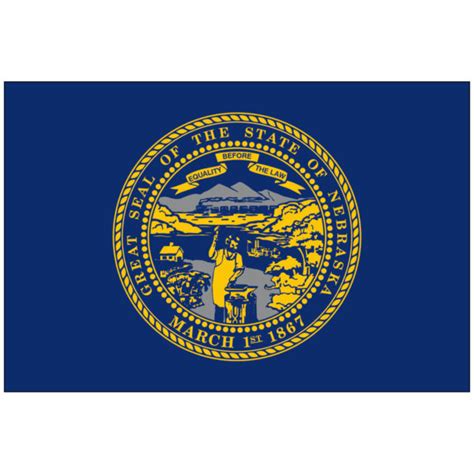 Nebraska State Flag On Vinyl Rectangular Decal