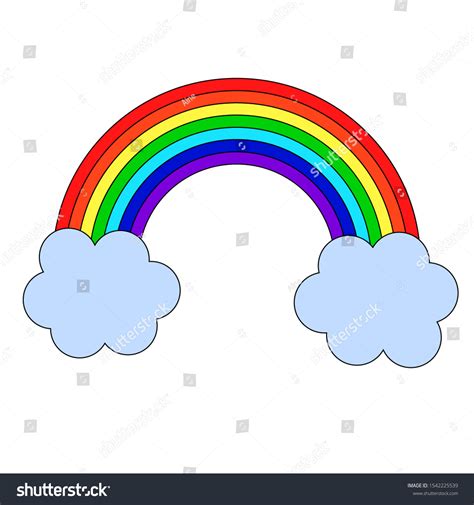 Cartoon Linear Doodle Rainbow Clouds Isolated Vector có sẵn miễn phí
