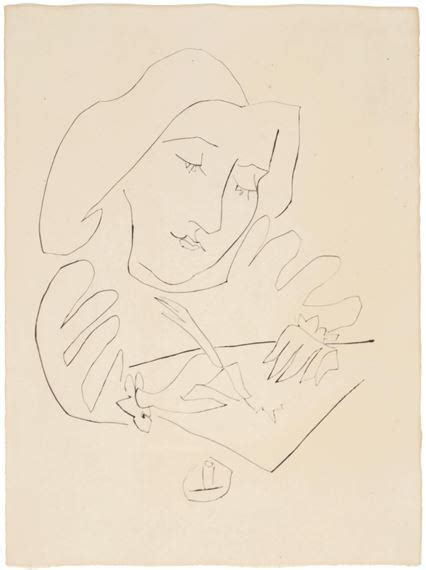 Pablo Picasso A Woman Writing 1948 Mutualart