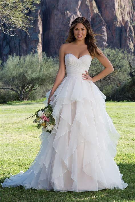 Ruched Bodice Ball Gown With Tiered Organza Skirt Style 1152 Bridal